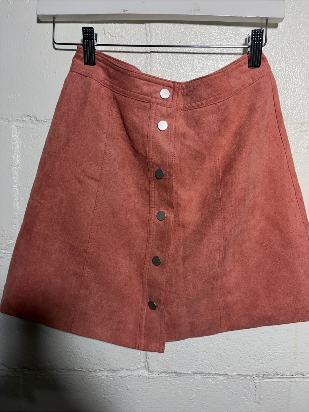 H&M Rose Suede-Feel Button-Front A-Line Skirt